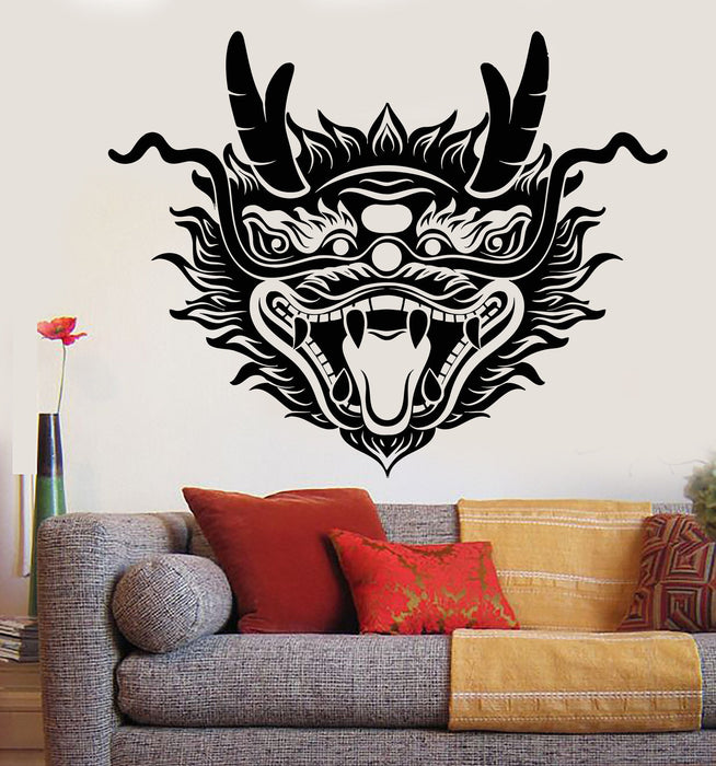 Vinyl Wall Decal Chinese Dragon Head Mask Asian Style Stickers Unique Gift (1165ig)
