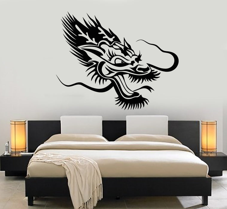 Vinyl Wall Decal Chinese Asian Dragon Head Fantasy Animal Stickers (2930ig)