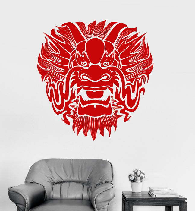 Vinyl Wall Decal Dragon Mask Myth Kids Room Asian Fantasy Art Stickers Unique Gift (ig3257)
