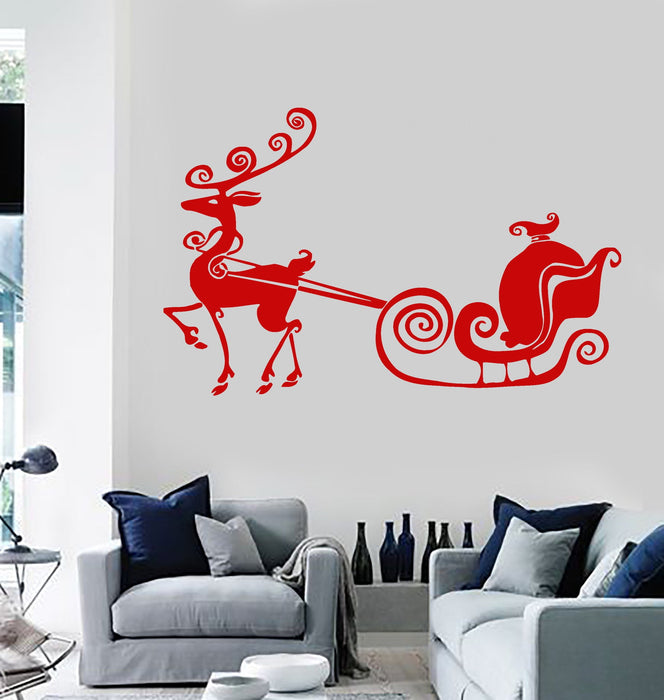Vinyl Wall Decal Christmas Deer Gifts New Year Holiday Stickers Murals Unique Gift (ig123)