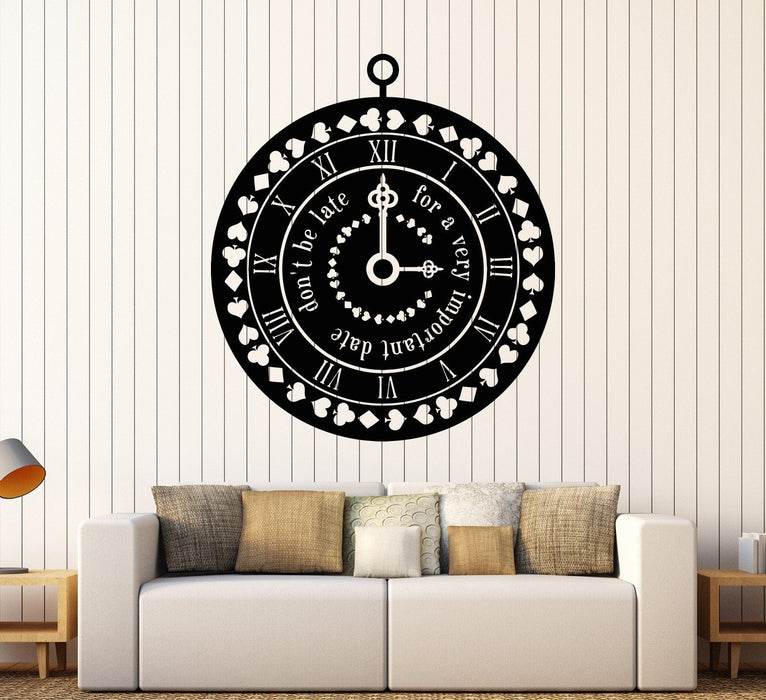 Vinyl Wall Decal Clock Time Suit Cards Fairy Tale Nursery Design Stickers Unique Gift (1028ig)
