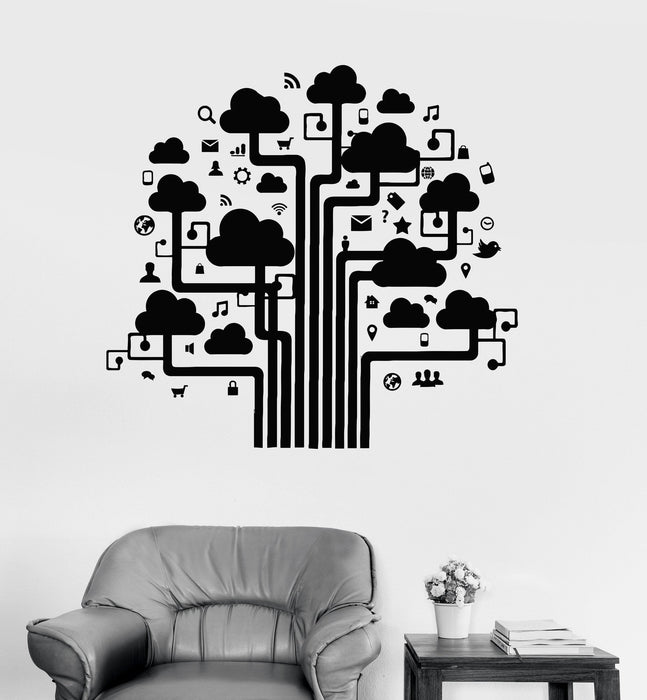 Vinyl Wall Decal Internet Cloud Technology Communication IT Stickers Unique Gift (ig3751)
