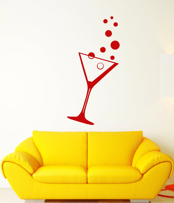Vinyl Wall Decal Martini Alcohol Cocktail Party Bubbles Night Club Stickers (2428ig)