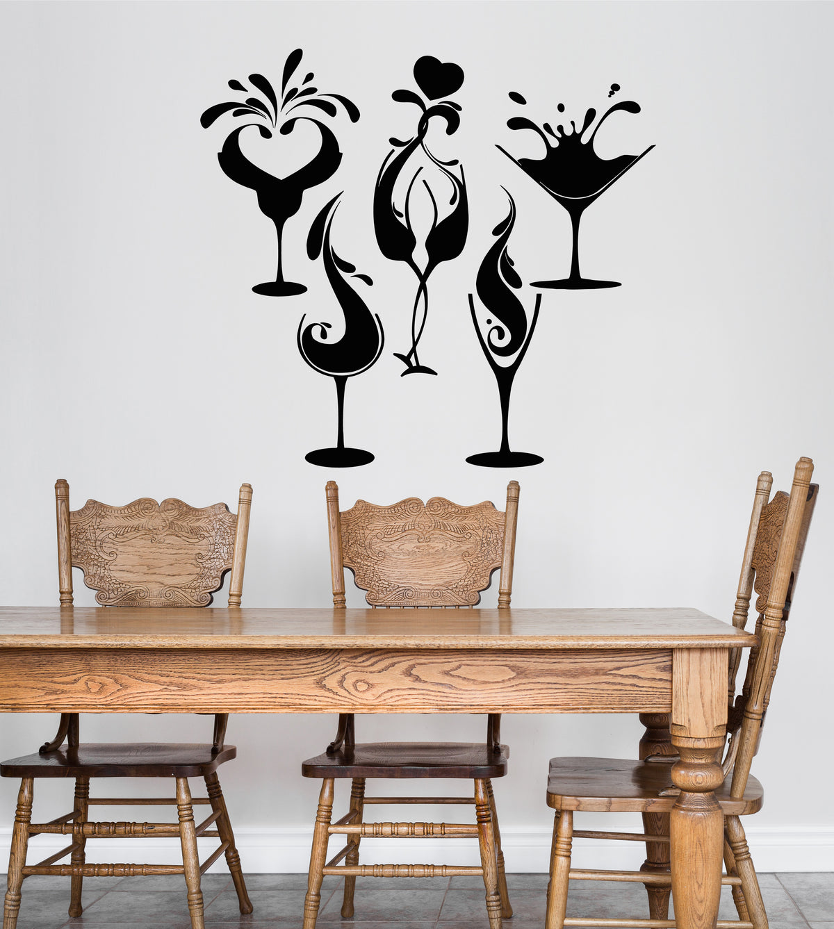 Vinyl Wall Decal Alcoholic Bar Cocktail Party Glasses Stickers (3431ig ...