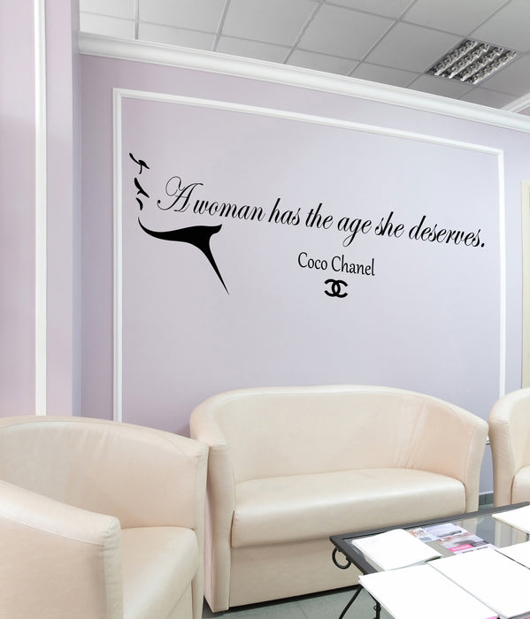 Vinyl Wall Decal Stickers Motivation Quote Coco Chanel Woman Beauty Salon Inspiring Letters 3675ig (22.5 in x 8 in)