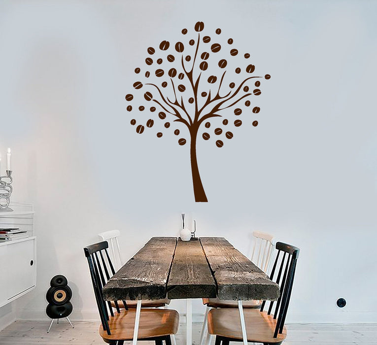 Vinyl Wall Decal Coffee Beans Tree Nature Design Kitchen Stickers Unique Gift (732ig)
