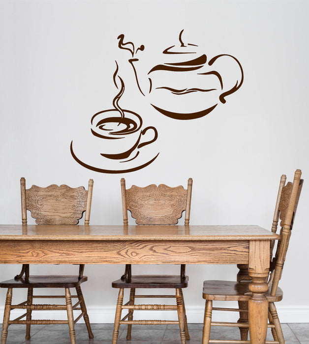 Wall Stickers Vinyl Decal Kitchen Tea Coffee Kettle Cup Restaurant Unique Gift (ig648)