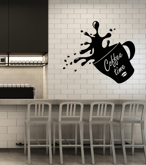 Vinyl Wall Decal Cup Of Coffee House Bean Coffee Time Shop Stickers (4084ig)