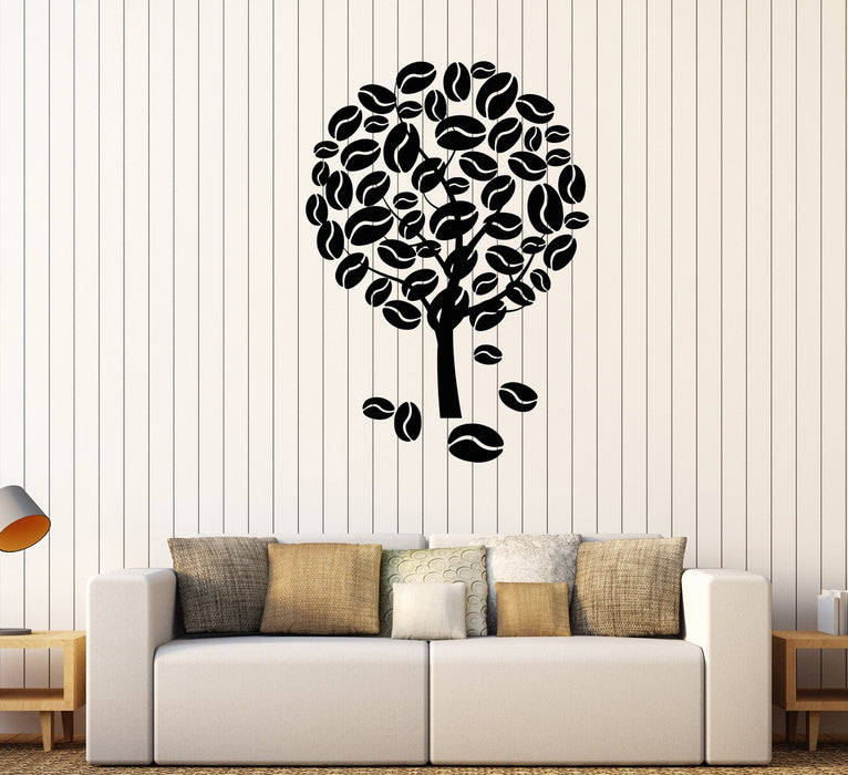 Vinyl Wall Decal Coffee Tree Nature Kitchen Decoration Stickers Unique Gift (1637ig)