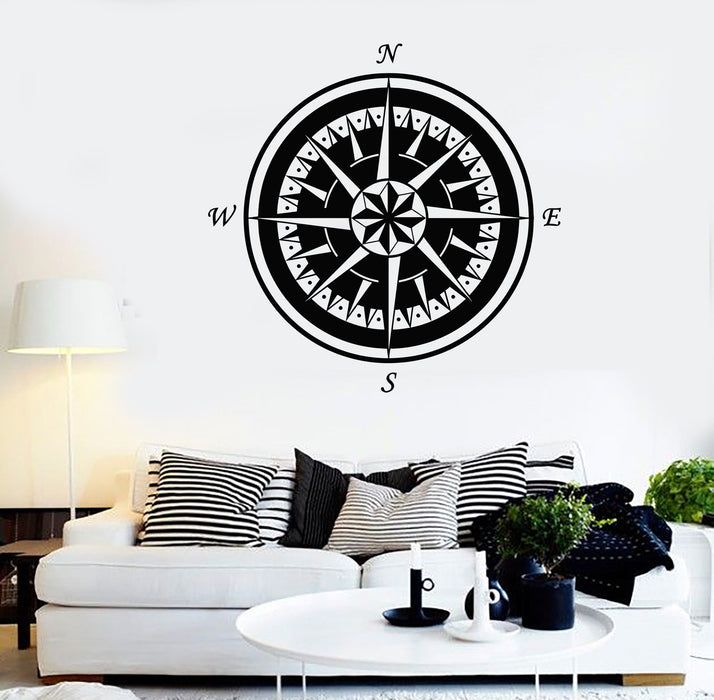 Vinyl Wall Decal Marine Nautical Compass Rose Sea Style Stickers Unique Gift (1460ig)