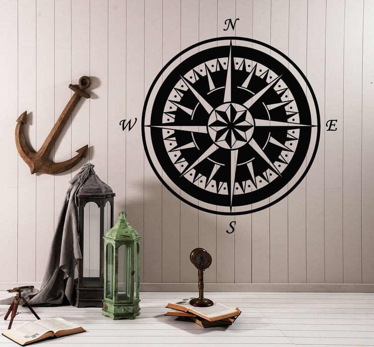 Vinyl Wall Decal Marine Nautical Compass Rose Sea Style Stickers Unique Gift (1460ig)