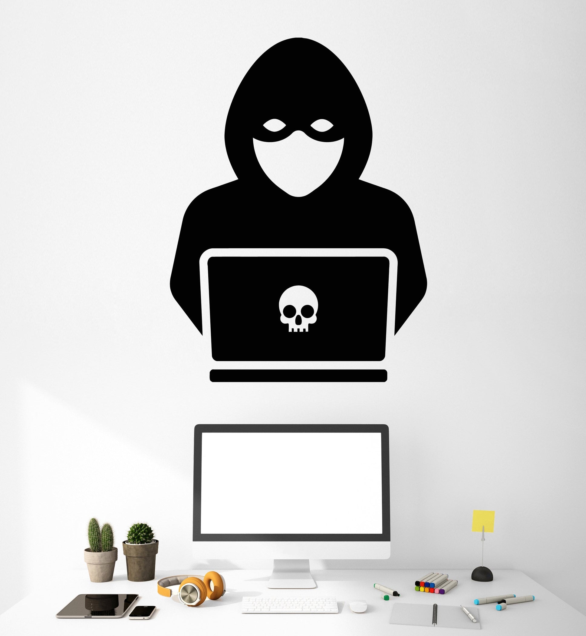 Hardware Hacker Sticker Vinyl Wall Decal Computer Hacker Programmer Skull Stickers (2342ig ...