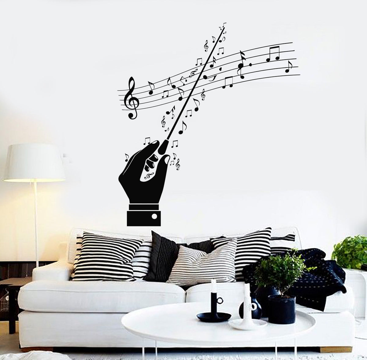 Vinyl Wall Decal Conductor Maestro Musical Notes Orchestra Stickers Un ...