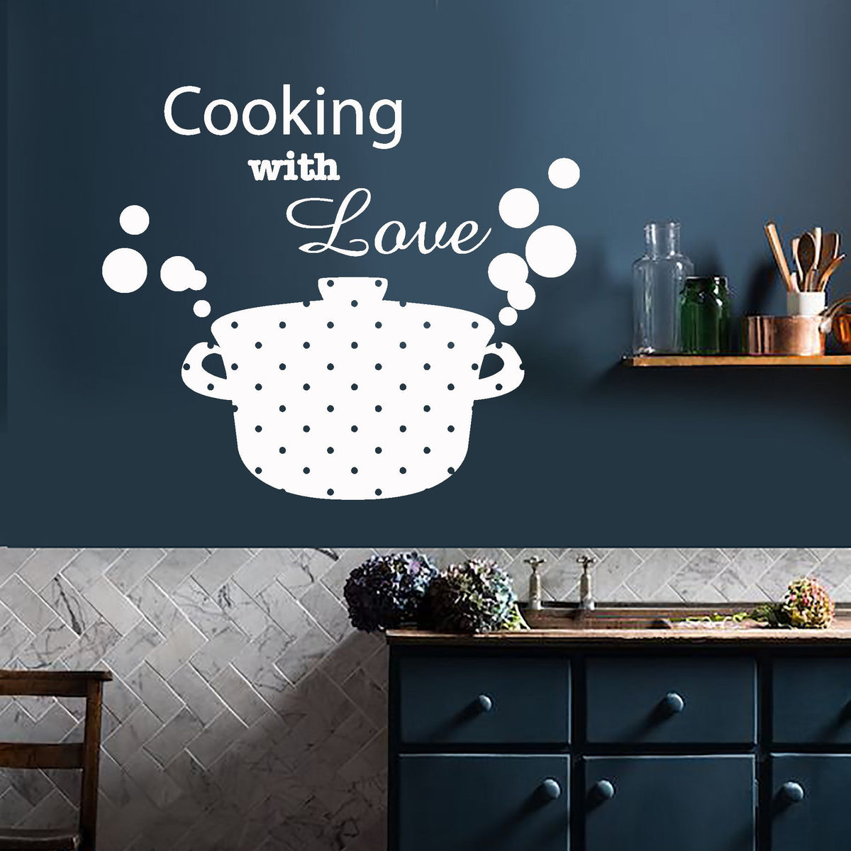 Vinyl Wall Decal Kitchen Decor Casserole Pan Food Cooking With Love St ...