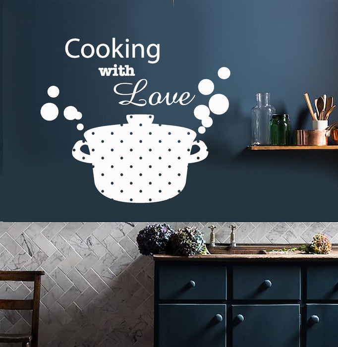 Vinyl Wall Decal Kitchen Decor Casserole Pan Food Cooking With Love Stickers (2122ig)