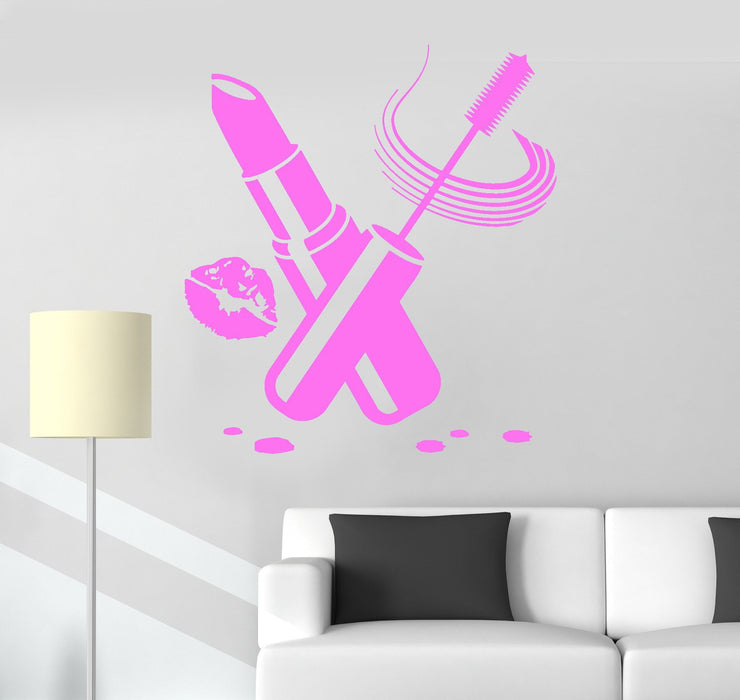 Vinyl Wall Decal Cosmetics Beauty Salon Make Up Lipstick Stickers Unique Gift (ig3924)