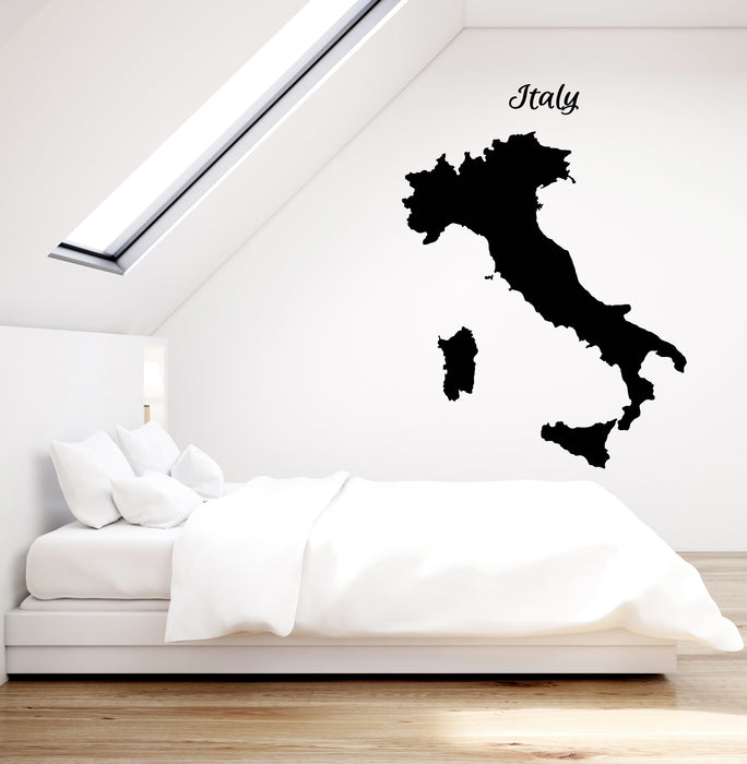 Vinyl Wall Decal Italy Country Map Journey Traveling Stickers (3561ig)