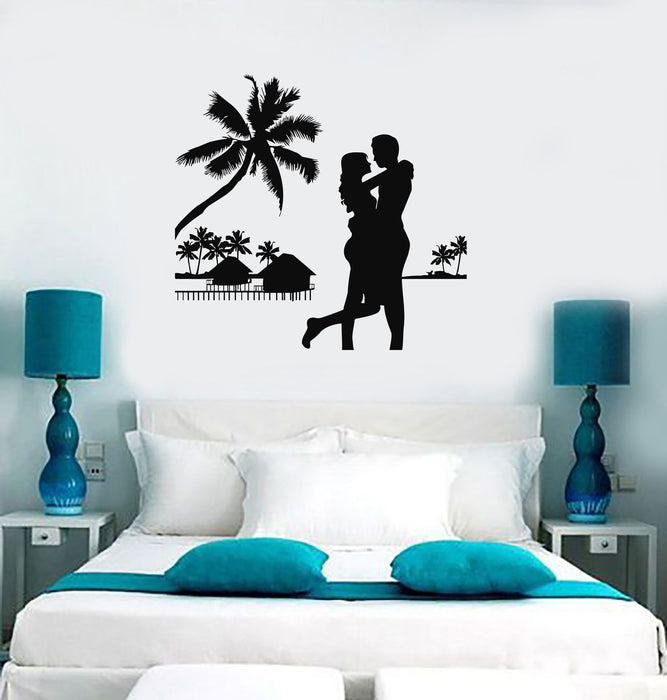 Wall Stickers Ocean Palms Beach Loving Couple Relax Vinyl Decal Unique Gift (ig2407)