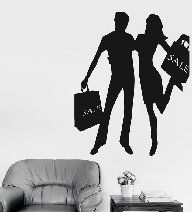Vinyl Wall Decal Sale Couple Silhouette Shop Business Stickers Unique Gift (ig4435)