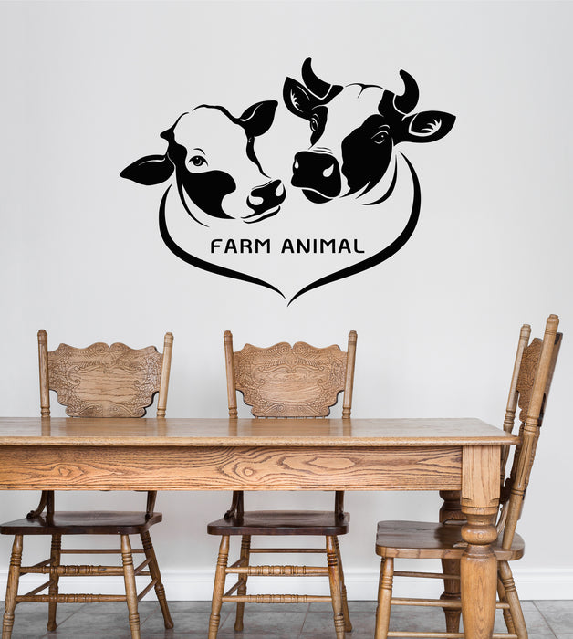 Vinyl Wall Decal Farm Animals Cows Butcher Shop Meat Restaurant Logo Stickers (4154ig)