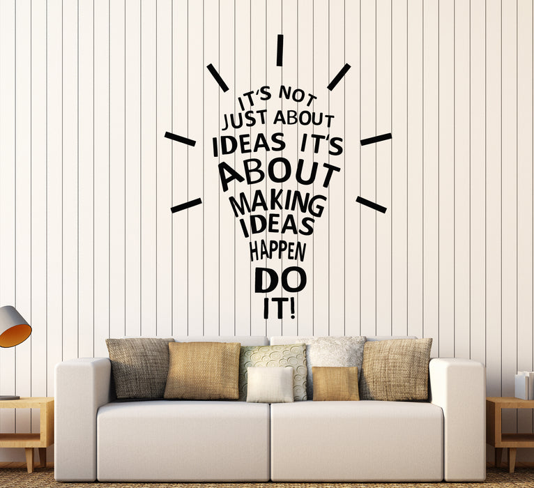 Vinyl Wall Decal Creative Light Bulb Idea Motivation Quote For Office Stickers (3409ig)