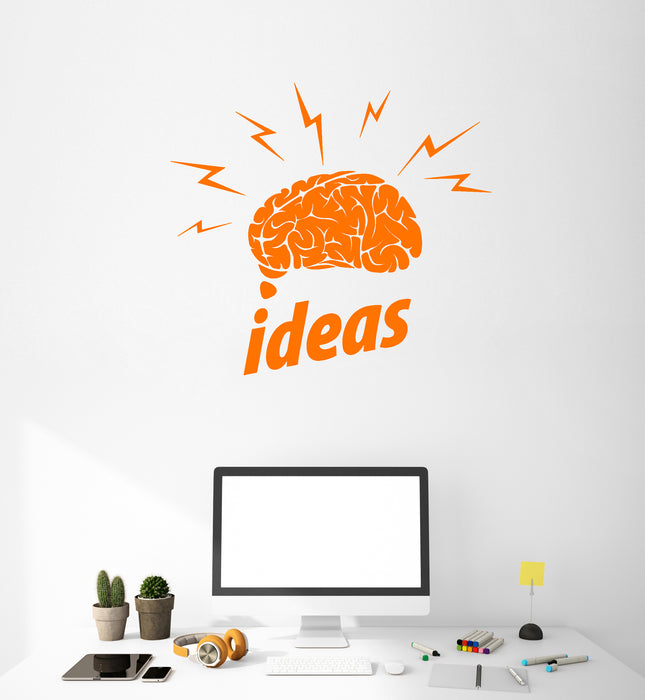 Vinyl Wall Decal Brain Word Logo Creative Idea Home Office Stickers (4048ig)