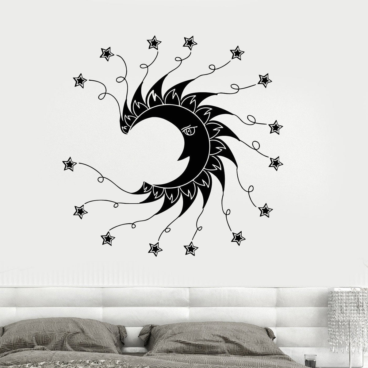 Vinyl Wall Decal Sun Moon Stars Nursery Bedroom Stickers Unique Gift ...
