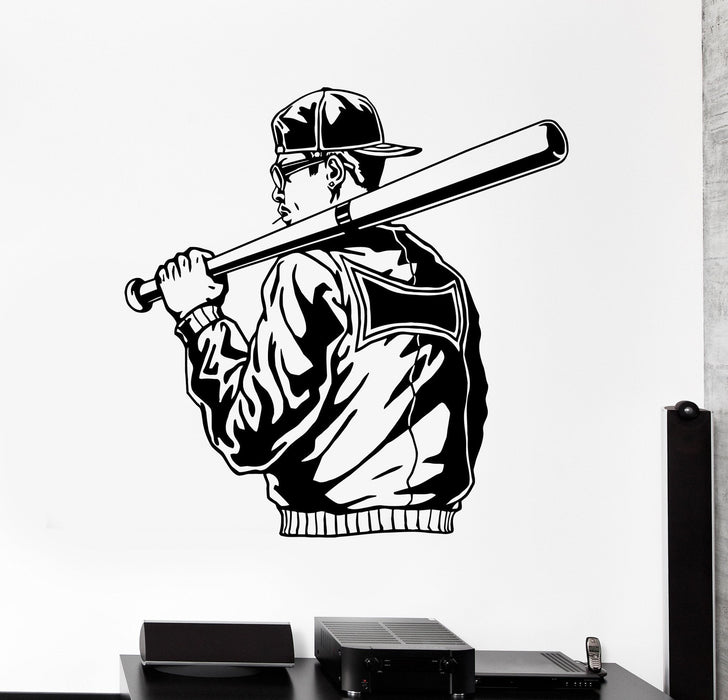 Autocollant mural en vinyle Homme criminel avec chauve-souris Gangster Hooligan Autocollants Cadeau unique (ig4461)