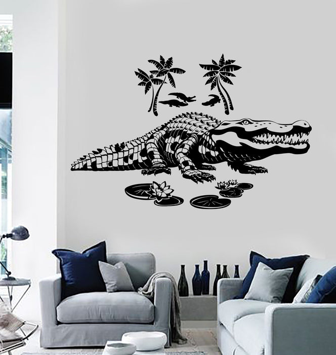 Autocollant mural en vinyle Crocodiles Palmiers Animaux Prédateurs Autocollants Cadeau unique (ig3823)