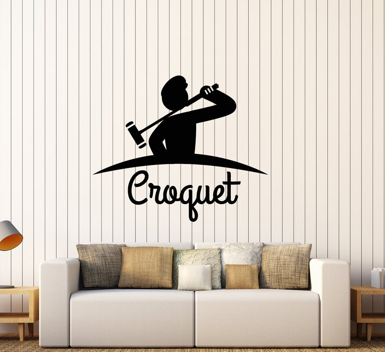Vinyl Wall Decal Croquet Player Game Sport Logo Stickers (3558ig)