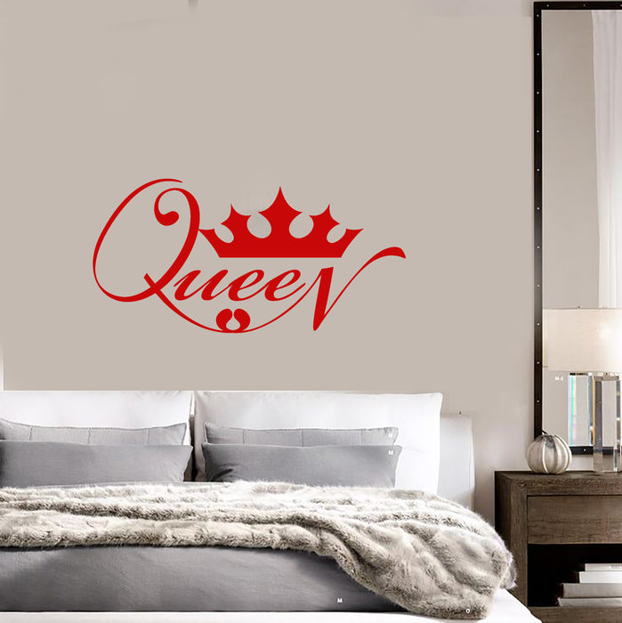 Vinyl Wall Decal For Girl's Room Crown Queen Word Quote Stickers (3165ig)
