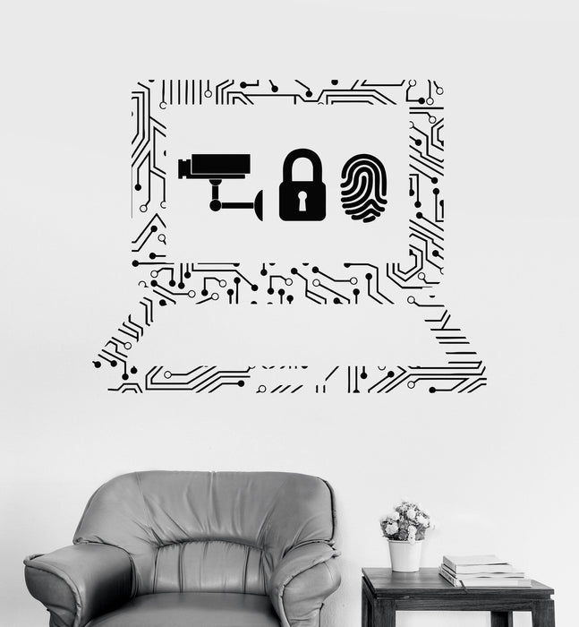 Vinyl Wall Decal Cyber Security Laptop Internet IT Stickers Unique Gift (ig4070)