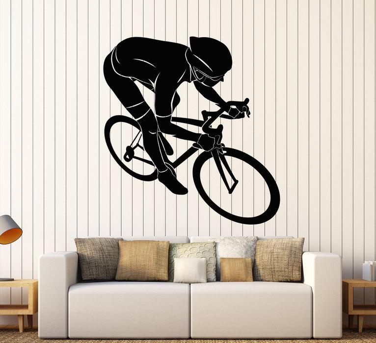 Vinyl Wall Decal Cyclist Cycle Racing Sport Race Helmet Stickers (2158ig)