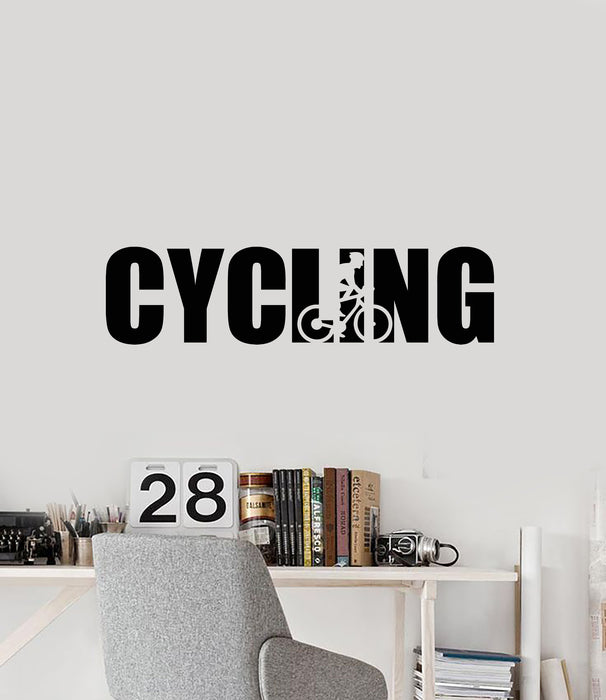 Vinyl Wall Decal Logo Words Cycling Cyclist Bike Sport Stickers (3703ig)