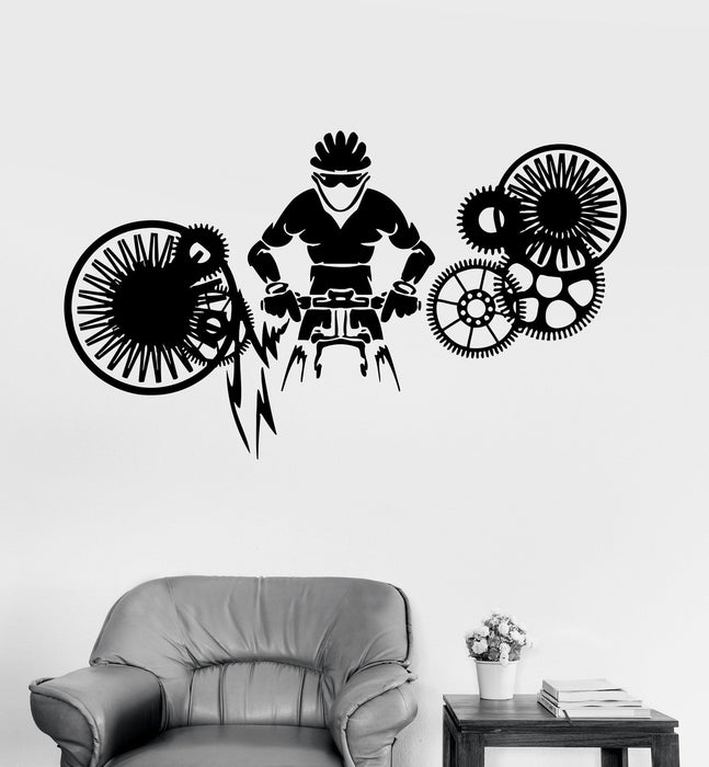 Vinyl Wall Decal Cyclist Gear Bike Bicycle Sports Decor Stickers Mural Unique Gift (ig3169)