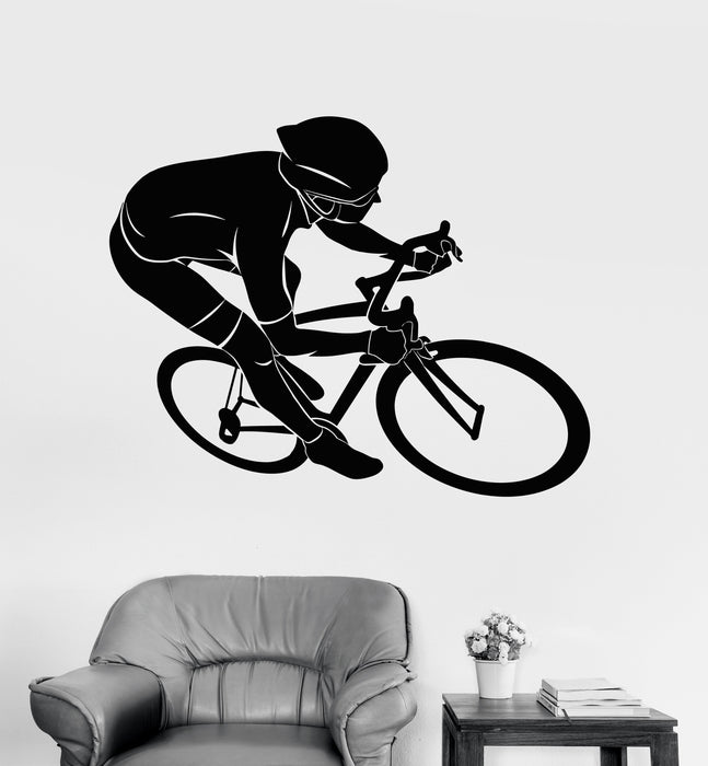 Vinyl Wall Decal Cyclist Cycle Racing Sport Race Helmet Stickers (2158ig)