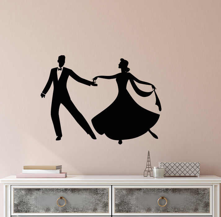 Vinyl Wall Decal Dance School Dancing Couple Waltz Dancers Stickers (4060ig)
