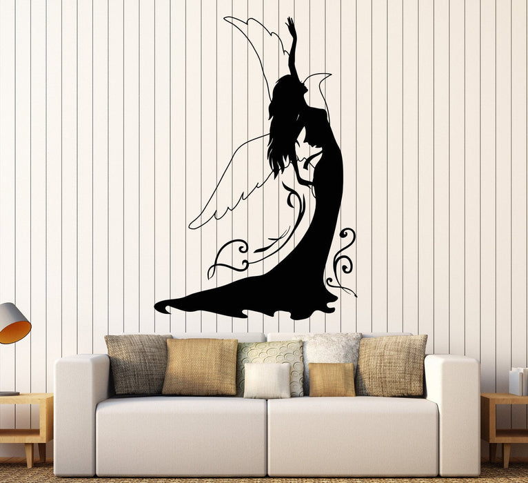 Vinyl Wall Decal Girl Wings Bird Dance Lady Princess Stickers Unique Gift (857ig)
