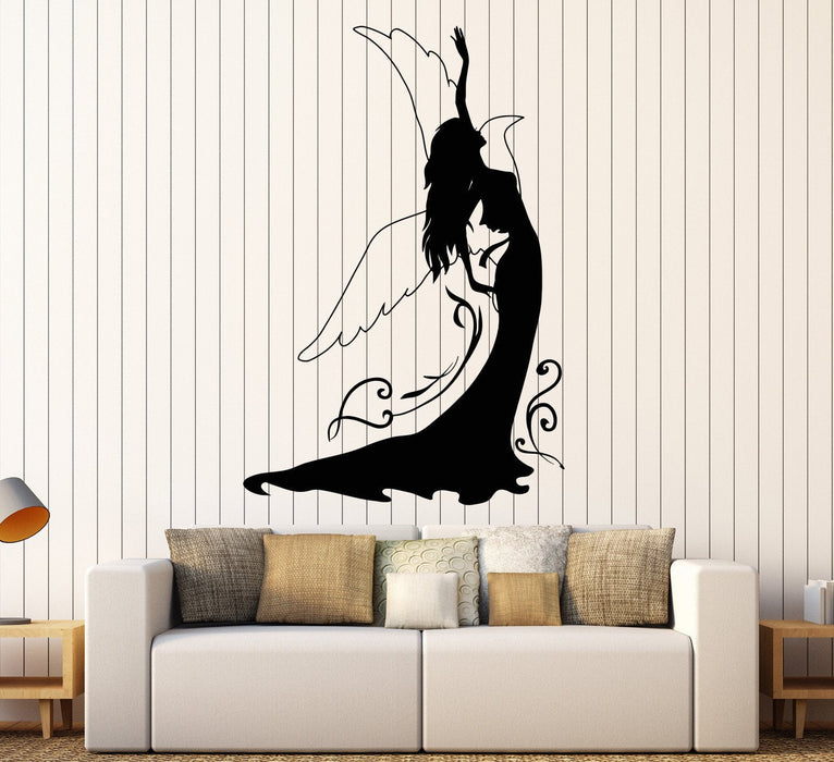Autocollant mural en vinyle Ailes de fille Oiseau Danse Dame Princesse Autocollants Cadeau unique (857ig)
