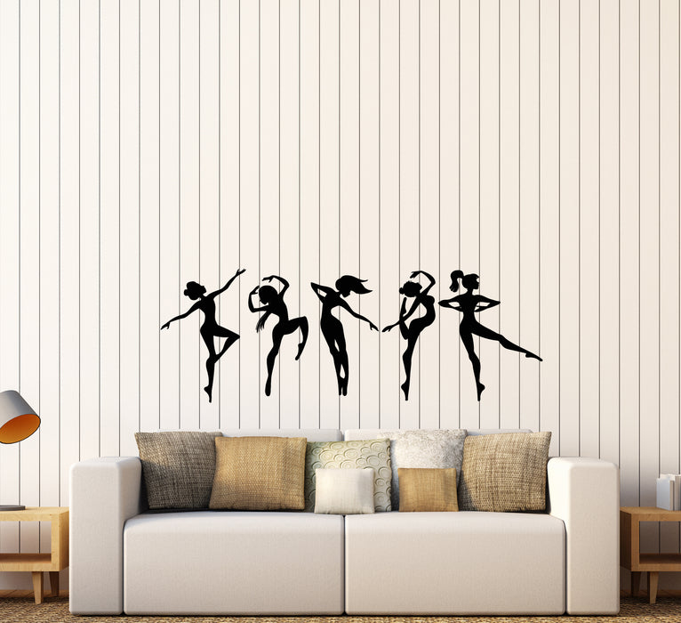 Vinyl Wall Decal Dance School Dancers Girls Stickers (3631ig)