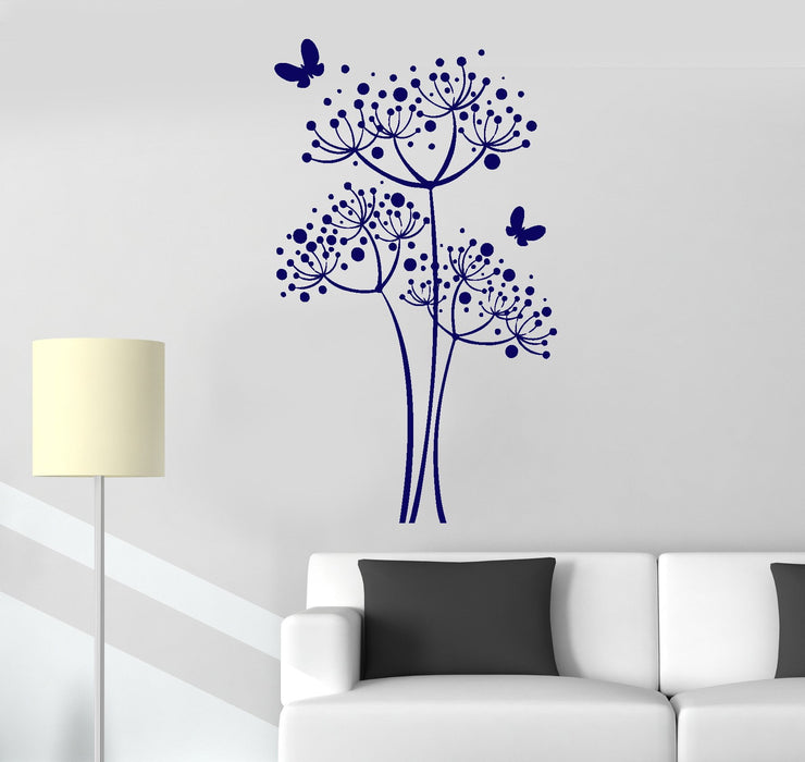 Wall Decal Butterfly Dandelion Flowers Home Decor Vinyl Stickers Mural Unique Gift (ig2982)