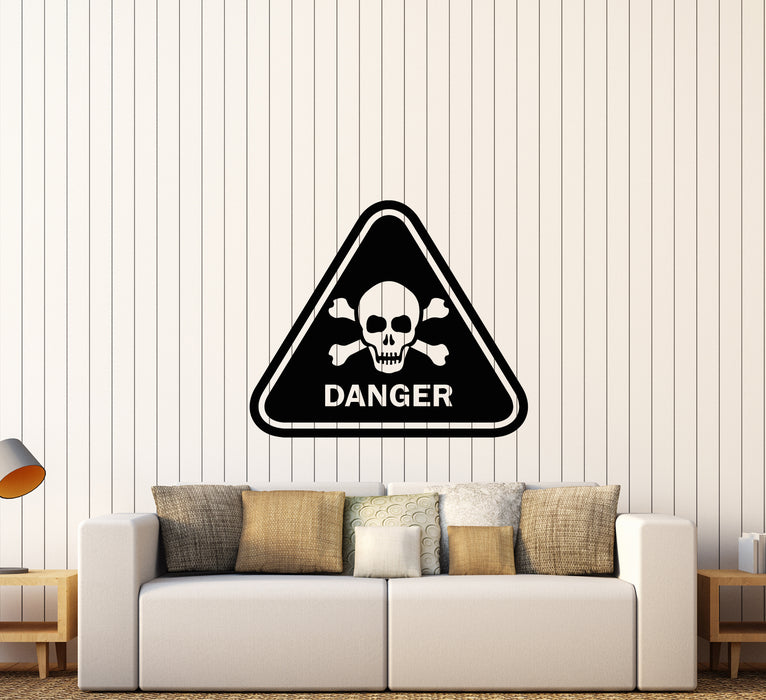 Vinyl Wall Decal Danger Warning Sign Skull Bones Stickers (3628ig)