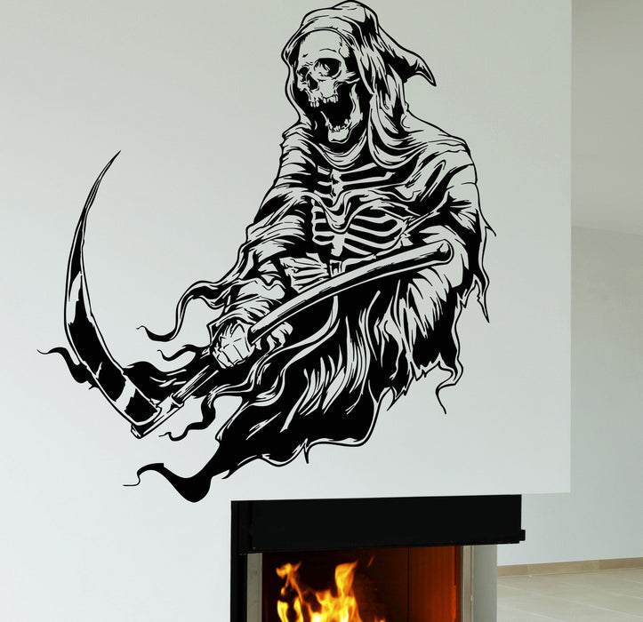 Vinyl Wall Decal Grim Reaper Skeleton Death Horror Art Stickers Unique Gift (208ig)