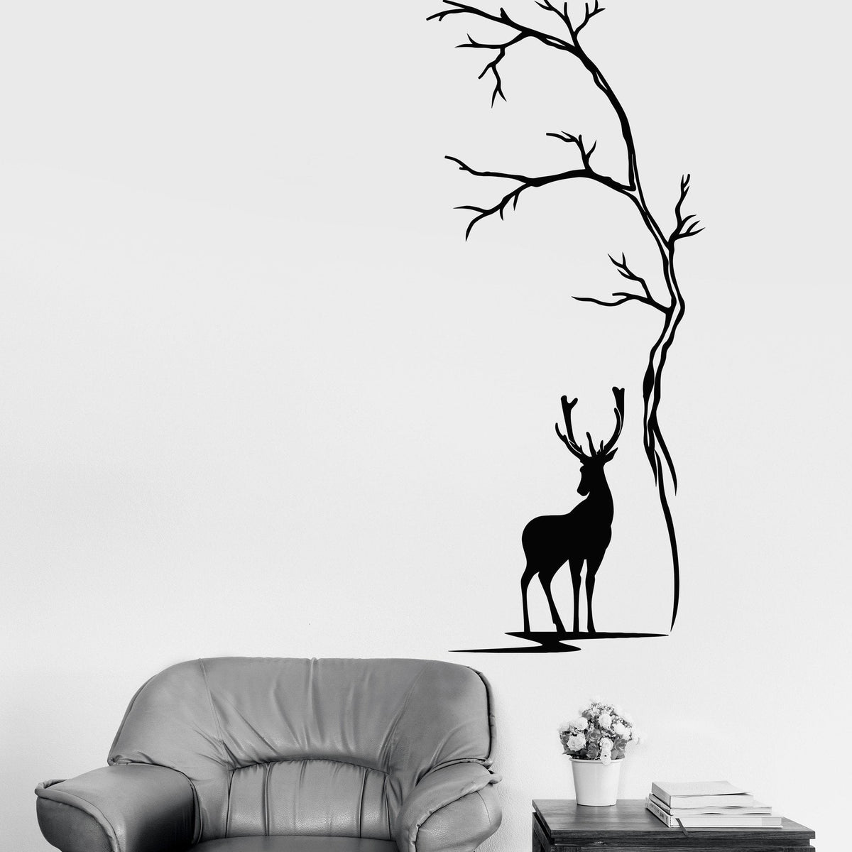 Vinyl Wall Decal Beautiful Deer Tree Animal Nature Hunting Stickers Un —  Wallstickers4you