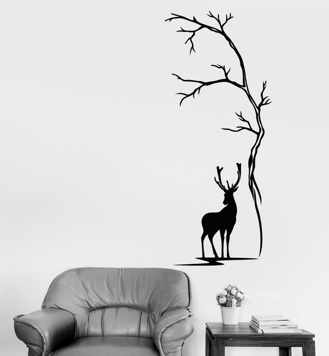 Vinyl Wall Decal Beautiful Deer Tree Animal Nature Hunting Stickers Unique Gift (1260ig)