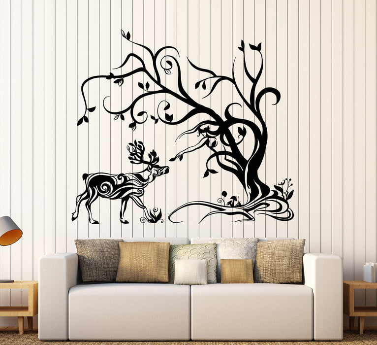 Vinyl Wall Decal Abstract Deer Forest Animal Tree Stickers (2189ig)