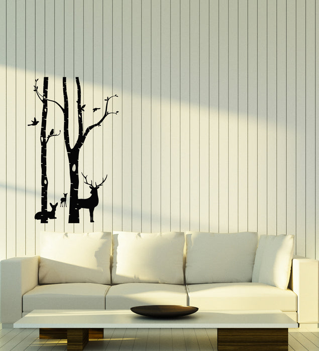 Vinyl Wall Decal Forest Animals Landscape Family Deer Nature Hunting Stickers (4103ig)
