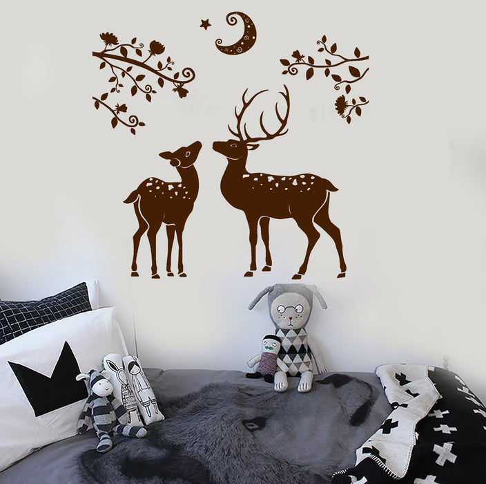 Autocollant mural en vinyle Cerf Faon Chambre d'enfant Nature Pépinière Autocollants Cadeau unique (ig3931)