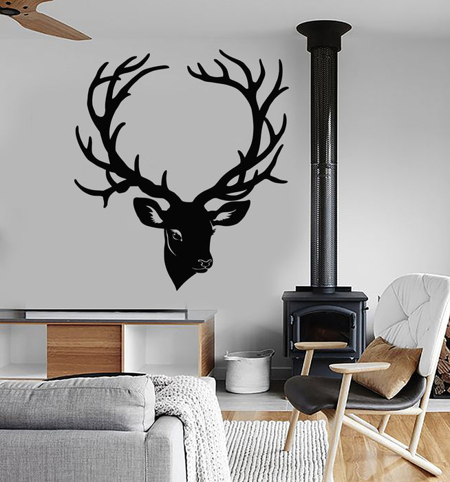 Vinyl Wall Decal Deer Head Horn Forest Animal Gift For Hunter Stickers (2485ig)