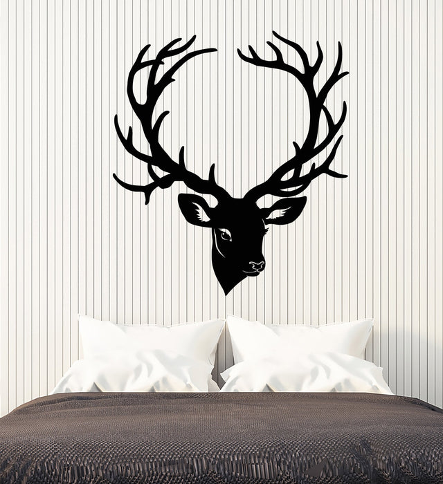 Vinyl Wall Decal Deer Head Horn Forest Animal Gift For Hunter Stickers (2485ig)